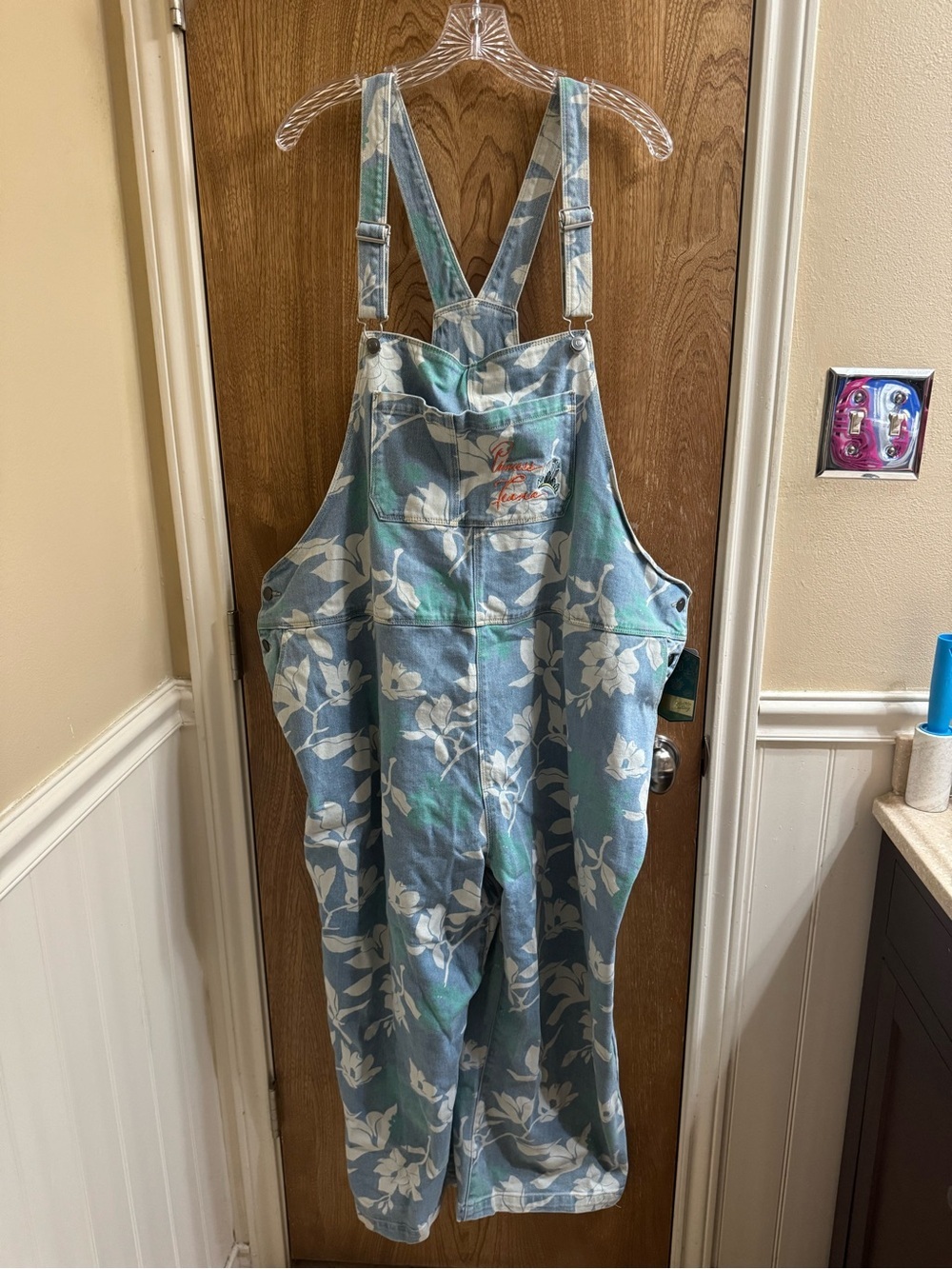Disney Princess Tiana Hawaiian Print Women's Overalls Plus Size 2X Cute Summer